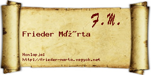 Frieder Márta névjegykártya